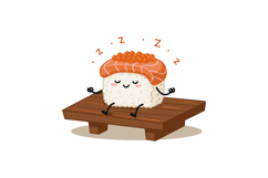 Cute sushi cartoon character meditating with salmon and roe Product Image 1