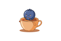 Cute blueberry character rowing in coffee cup vector illustr Product Image 1