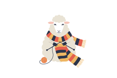 Sheep knitting colorful striped scarf with orange black and Product Image 1