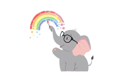 Elephant with Glasses Painting Rainbow in Watercolor Style C Product Image 1