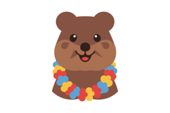 Cute brown bear with colorful floral lei vector illustration Product Image 1
