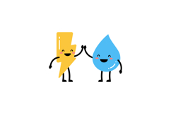 Lightning Bolt and Water Drop High Five Cartoon Vector Illus Product Image 1