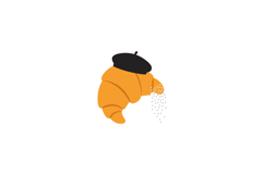 Croissant with black beret and powdered sugar minimalist vec Product Image 1