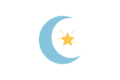 Blue crescent moon with yellow star vector illustration simp Product Image 1