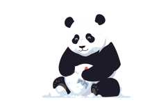 Cute playful panda bear digging snow with shovel vector illu Product Image 1