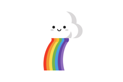 Smiling cartoon cloud with rainbow in bright colors cute vec Product Image 1