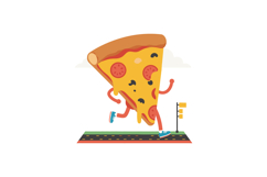 Pizza slice running marathon race with sneakers and happy ex Product Image 1