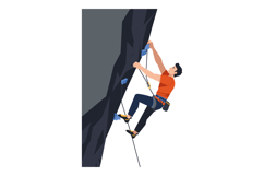 Rock Climber Ascending Vertical Cliff in Safety Harness and Product Image 1