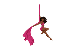 African American woman aerial silk dancer performing with pi Product Image 1