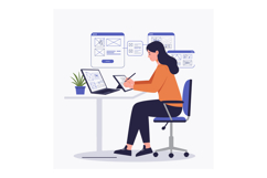 Woman working on digital design project using tablet and lap Product Image 1