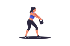 Woman exercising with kettlebell in fitness workout routine Product Image 1