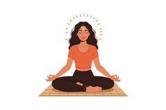 Woman meditating in lotus pose with third eye and calm expre Product Image 1