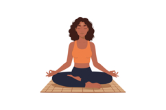 Woman practicing meditation in lotus pose on mat for mindful Product Image 1