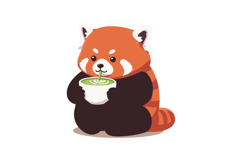 Red panda drinking green tea cup cute animal vector illustra Product Image 1