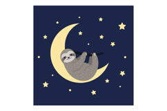 Sloth hanging on crescent moon with stars night sky vector i Product Image 1