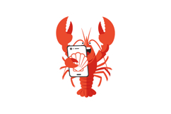Red Lobster Holding Smartphone Vector Illustration for Socia Product Image 1