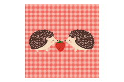Hedgehogs sharing strawberry cute animal illustration on pin Product Image 1