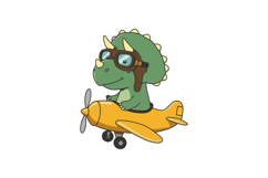 Dinosaur character flying yellow airplane with pilot goggles Product Image 1