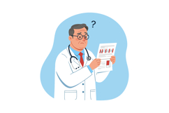 Confused male doctor analyzing medical report with stethosco Product Image 1