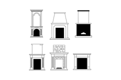 Fireplace vector set with classic and modern styles in black Product Image 1