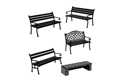 Outdoor garden benches set with metal and stone materials ve Product Image 1