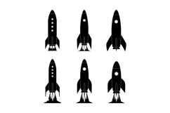Rocket silhouette icon set with different window arrangement Product Image 1
