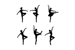 Ballet dancer silhouettes in various poses vector illustrati Product Image 1