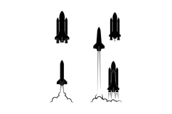 Space shuttle launch silhouette vector set for aerospace and Product Image 1
