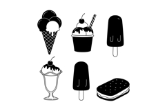 Ice cream variety vector with cones cups popsicles and sandw Product Image 1
