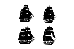 Sailing ship silhouettes vector set of four vintage sailing Product Image 1