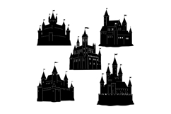 Medieval castle silhouettes collection black vector illustra Product Image 1