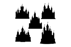 Castle silhouettes collection with multiple turrets and flag Product Image 1