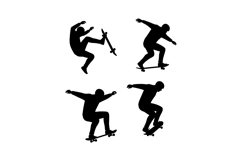 Skateboarder silhouette vector performing various tricks in Product Image 1