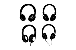 Black headphones collection vector set with different styles Product Image 1