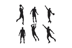 Basketball player silhouette vector set in various action po Product Image 1