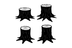 Tree stump vector set with four different black and white wo Product Image 1