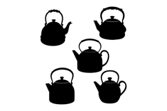 Tea kettle silhouettes set with various handle and spout sha Product Image 1