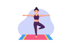 Energetic woman practicing yoga on a colorful mat in a minim Product Image 1
