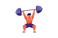 Strong athlete lifting heavy barbell in vibrant colors, flat Product Image 1
