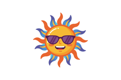 Cheerful smiling sun wearing sunglasses in a playful flat de Product Image 1