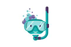 Happy snorkeling character with a mask and snorkel in flat v Product Image 1