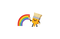 A cheerful paintbrush character creating a vibrant rainbow i Product Image 1