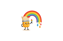 Cheerful paintbrush character creating a colorful rainbow in Product Image 1