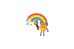 Cheerful paintbrush character creating a bright rainbow in f Product Image 1