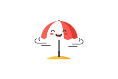 Cheerful beach umbrella character in playful flat design sty Product Image 1