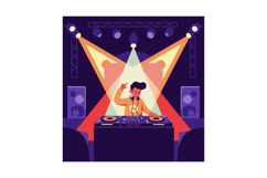DJ performing on stage with colorful lights in a lively atmo Product Image 1