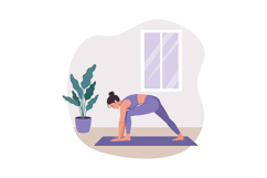 Woman practicing yoga indoor stretching exercise on mat in m Product Image 1