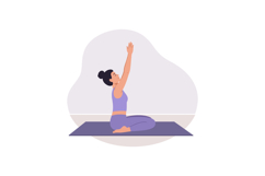 Woman practicing yoga meditation sitting on mat with arms ra Product Image 1