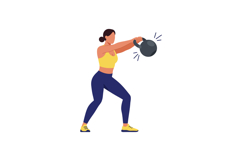 Woman Exercising with Kettlebell Strength Training Fitness W Product Image 1