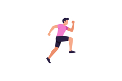 Young male runner sprinting in pink shirt and black shorts a Product Image 1